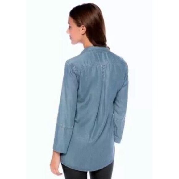 ✨Anthropologie Chambray Button Down Hi/Low Hem Denim Sz Small Shirt✨ - Picture 2 of 11